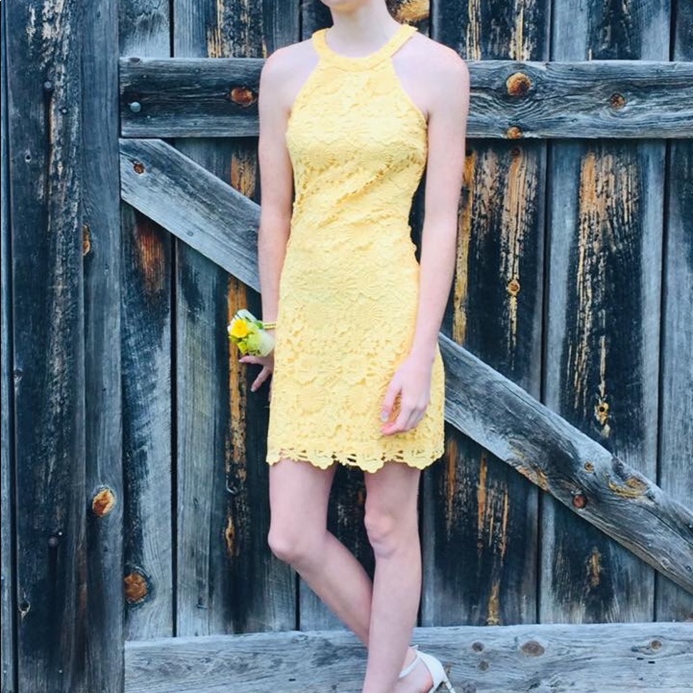 Yellow lace dress